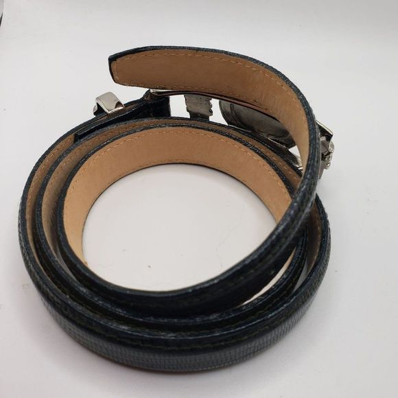 CARLISLE Black Leather‎ Skinny Belt Silver hardware Size Small main image 6
